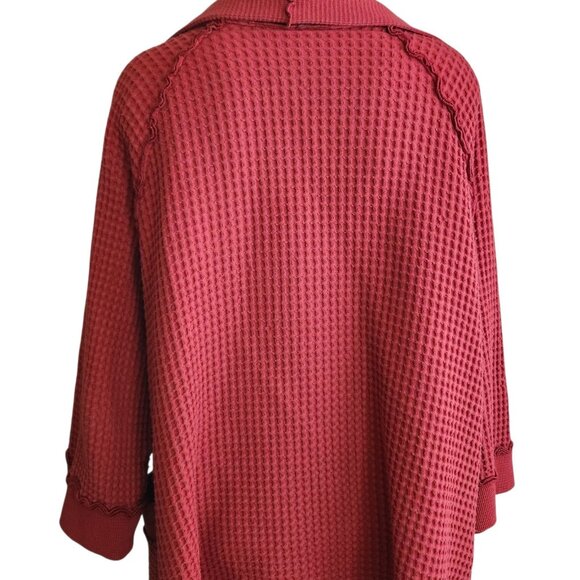 Focus Casual Life Waffle Cardigan Jacket Size Large Lagenlook Burnt Orange - Picture 7 of 9